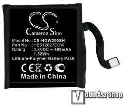 Cameron Sino Li-Polymer okosóra akku (3, 8V / 400 mAh, belső akku, beépítése szakértelmet igényel, Huawei HB512627ECW kompatibilis) - FEKETE - HUAWEI Watch 2 / Watch 2 Pro - CS-HGW200SH (CS-HGW200SH)