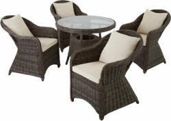 tectake 403950 zürich rattan kerti bútorkészlet 4+1 - szürke