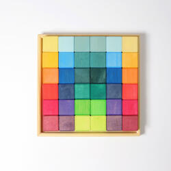 GRIMM'S szivárvány színű fa építőkocka mozaik, 36 db (GR43110)