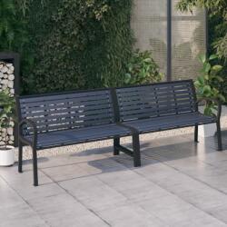 vidaXL Bancă dublă de grădină, negru, 251 cm, oțel și WPC (317127)