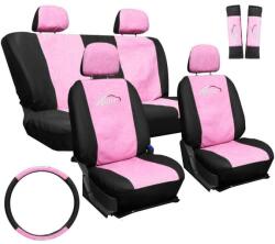  Univerzális 11 részes üléshuzat szett - rózsaszín-fekete