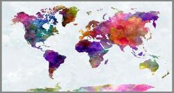 Stiefel Föld fali dekortérkép színes, fémléces kivitelben 140x100