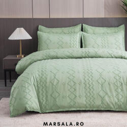 Sonia Home Lenjerie de pat din bumbac fin de lux, de tip egiptean, cu 6 piese, verde menta si romburi (Lux6verdementaromb) Lenjerie de pat