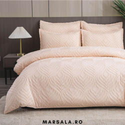 Sonia Home Lenjerie de pat din bumbac fin de lux, de tip egiptean, cu 6 piese, roz pal si jacquard (Lux6rozpaljacq)