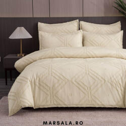 Sonia Home Lenjerie de pat din bumbac fin de lux, de tip egiptean, cu 6 piese, crem si romburi (Lux6vcremromb) Lenjerie de pat