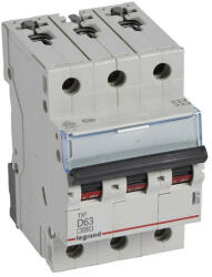 Legrand 403761 TX3 Kismegszakító. 3P, 63A, D karakterisztika, 6kA (403761)
