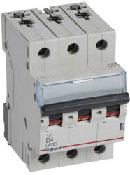 Legrand 403750 TX3 Kismegszakító. 3P, 4A, D karakterisztika, 6kA (403750)