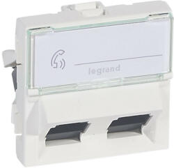 Legrand 076504 Program Mosaic RJ 45 informatikai csatlakozóaljzat, 2 x RJ 45 árnyékolatlan (UTP) Cat. 6, 2 modul széles, 45°-ban döntött aljzattal, fehér ( Legrand 076504 ) (076504)