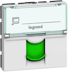 Legrand 076524 Program Mosaic LCS2 RJ45 aljzat Cat 6A STP, 2 modul, fehér, zöld redőnnyel ( Legrand 076524 ) (076524)