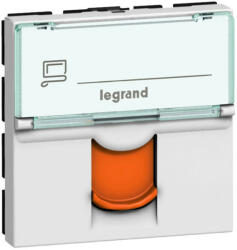 Legrand 076525 Program Mosaic LCS2 RJ45 aljzat Cat 6A STP, 2 modul, fehér, narancssárga redőnnyel ( Legrand 076525 ) (076525)