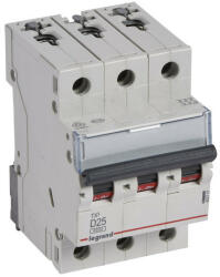 Legrand 403757 TX3 Kismegszakító. 3P, 25A, D karakterisztika, 6kA (403757)