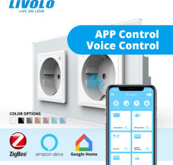 LIVOLO Priza Schuko dubla ZIGBEE smart-control din aplicatia Livolo (VL-2FCTC16AZ-2WP-P7E)