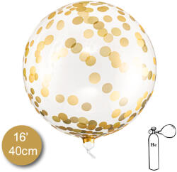 PartyDeco Orbz lufi arany konfetti mintával, 40 cm