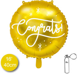 PartyDeco S. r. o Lufi, fólia, arany, congrats, 35 cm