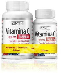 Zenyth Pharmaceuticals - PACHET Vitamina C Premium cu rodie, bioflavonoide si resveratrol 1000 mg, 60+30 capsule, Zenyth - vitaplus