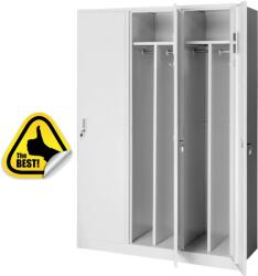 +Plus Mobilier Vestiar metalic Premium compartimentat 3 usi, 1200x500x1800 mm (LxlxH), Neasamblat, Plus gri 3 3 30 kg Nu Vestiar metalic compartimentat (curat/murdar) 1200x500x1800 (61004040)