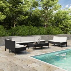 vidaXL Set mobilier de grădină cu perne, 10 piese, negru, poliratan (3056978) - comfy