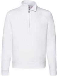 Fruit of the Loom Férfi Pulóver Hosszú ujjú Fruit of the Loom Zip Neck Raglansweat - S, Fehér