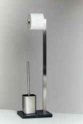 WENKO Perie WC cu suport hartie igienica, SLATE ROCK, Argintiu, 73, 5x23x19, 5 cm, WENKO (18448100)