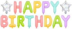 PartyDeco S. r. o Fólia lufi , Happy Birthday betűk, színes 395*35 cm