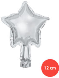 PartyDeco S. r. o Fólia lufi 12 cm, ezüst, csillag, 25 db/cs
