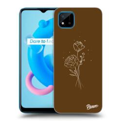 Picasee Fekete szilikon tok az alábbi mobiltelefonokra Realme C11 (2021) - Brown flowers
