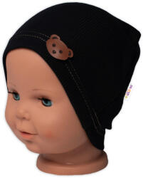 Baby Nellys Pălărie cu coaste ursuleț - negru