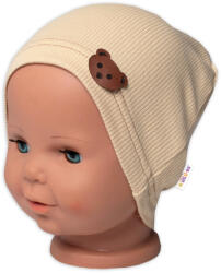Baby Nellys Pălărie cu coaste ursuleț - bej
