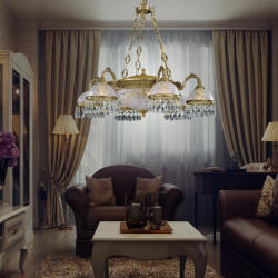 Reccagni Angelo Candelabru design clasic realizat manual din alama si Cristal Scholer 6200 (RA-L. 6200/6+3)