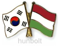 Kitűző, páros zászló Magyar-Dél-Korea jelvény 26x15 mm