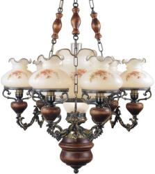 Reccagni Angelo Candelabru cu 6 brate design italian din alama cu lemn 636 (RA-L. 636/6+1)
