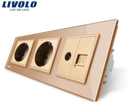 LIVOLO Priza dubla schuko +priza tv+ priza retea calculator Livolo (VL-C7C2EU/VL-C791VC-13)