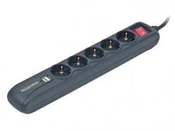 Gembird EnerGenie 5 Plug + USB 1,5 m Switch (SPG5-U-5)