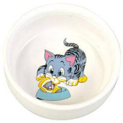 TRIXIE Ceramic Bowl - kerámia tál (fehér, mintás) macskák részére (0, 3l /Ø11cm)