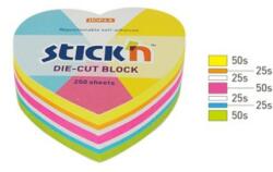 STICKN Notes autoadeziv Die-Cut - inima, 64 x 67 mm, 250 file, Stick"n - 5 culori fluorescente (HO-21836)