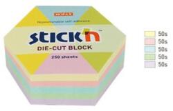 STICKN Notes autoadeziv Die-Cut - hexagon, 61 x 70 mm, 250 file, Stick"n - 5 culori pastel (HO-21826)