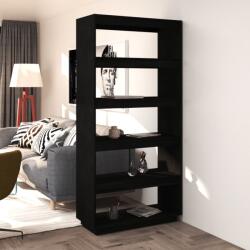 vidaXL Bibliotecă/Separator cameră, negru, 80x35x167 cm lemn masiv pin (810898) Biblioteca