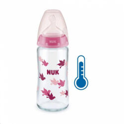 Nuk Üveg cumisüveg széles nyakkal NUK FC hőmérséklet-jelzővel 240 ml rózsaszín - babamarket