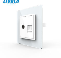 LIVOLO Priza dubla- Tv si telefon marca Livolo (VL-FCTV/FCTP-1WP-P7E)