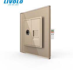 LIVOLO Priza dubla TV+retea calculator RJ45 Livolo (VL-FCTV/FCCP-1AP-P7E)
