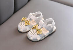 Superbebeshoes Sandalute ivoire pentru fetite - Gold bow