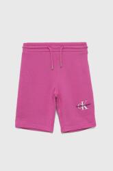 Calvin Klein Jeans pantaloni scurți din bumbac pentru copii culoarea roz, cu imprimeu, talie reglabila PPYY-SZG00F_43X