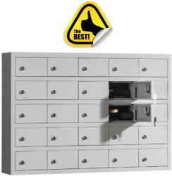 Plus Mobilier Dulap metalic Premium Asamblat 25 compartimente pt. pastrare valori, 1000x200x720 mm (LxlxH), PLUS gri Dulap metalic 1000x200x720 25 (61004054) Dulap arhivare