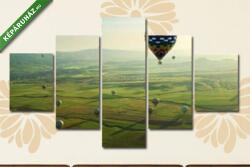 Többrészes Vászonkép, Cappadocia, Hőlégballonok a zöld mező felett(135x70 cm, S01)