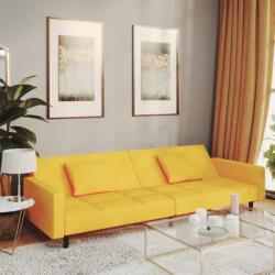 vidaXL Canapea extensibilă cu 2 locuri, 2 perne, galben, catifea (337458) Canapea