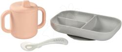 Beaba Étkezőgarnitúra bögrével és kanállal Silicone learning set Béaba csecsemőknek enni tanulok 8 hó rózsaszín (BE913527)