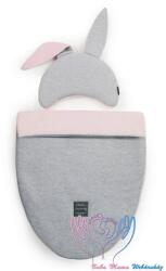 Floo Baby Prémium kétoldalas takaró és párna szett - Rózsaszín/szürke nyuszi