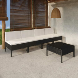 vidaXL Set mobilier de grădină cu perne, 5 piese, negru, poliratan (3094324) - vidaxl