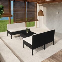 vidaXL Set mobilier de grădină cu perne, 5 piese, negru, poliratan (3094308) - vidaxl