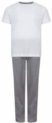 Towel City Hosszú pamut gyerek pizsama szettben - Fehér / szürke melírozott | 9-10 éves (TC059-1000290600)